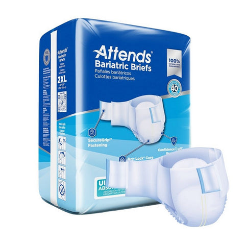 Attends, Unisex Adult Incontinence Brief Attend Bariatric 2X-Large, Count of 12