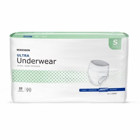McKesson, Unisex Adult Absorbent Underwear Ultra Pull On with Tear Away Seams Small Disposable Heavy Absorbency, Count of 4