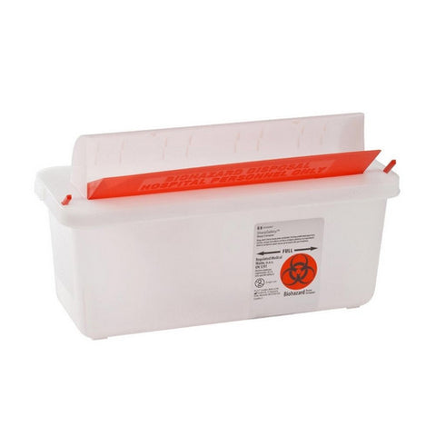 Cardinal, Sharps Container Translucent Base 11 H X 10-3/4 W X 4-3/4 D Inch 851201, 1.25 Gallons
