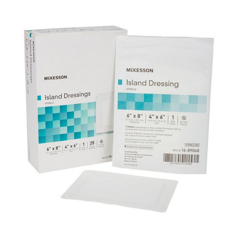 McKesson, Adhesive Dressing McKesson 6 X 8 Inch Polypropylene / Rayon Rectangle White Sterile, Count of 1