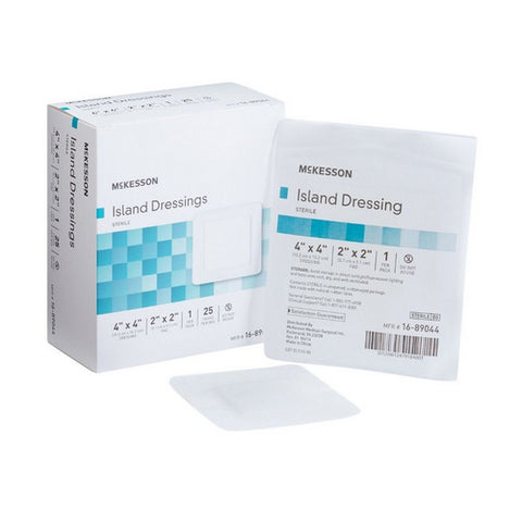 McKesson, Adhesive Dressing McKesson 4 X 4 Inch Polypropylene / Rayon Square White Sterile, Box Of 25