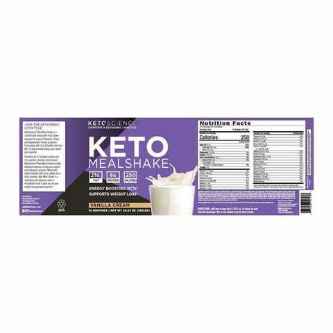 Keto Science, Ketogenic Meal Shake, Vanilla 18.8 Oz