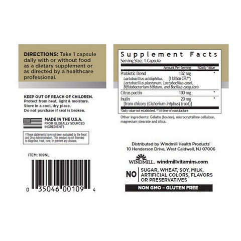 Windmill Health, Acidophilus with Pectin, 100 Caps