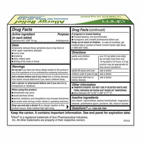 Zyrtec, Cetirizine, 10mg, 14 Tabs