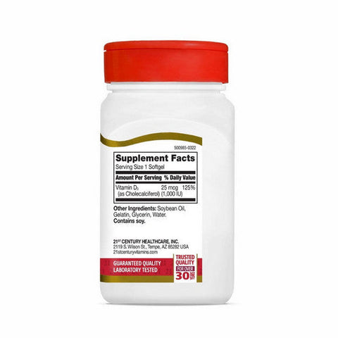 21st Century, Vitamin D3, 25 Mcg, 250 Softgels 21st Century