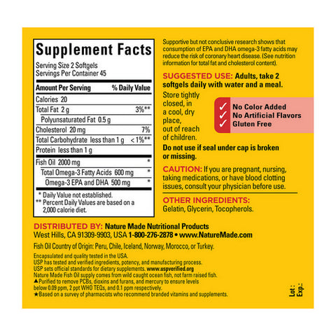 Nature Made, Fish Oil, 1000 mg, 90 Liquid Softgels