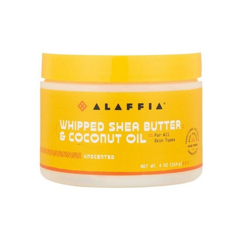 Alaffia, Whipped Shea Butter And Coconut Oil Unscented, Unscented & Unrefined 4 Oz