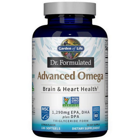 Garden of Life, Dr. Formulated Advanced Omega, Lemon, 180 Softgels