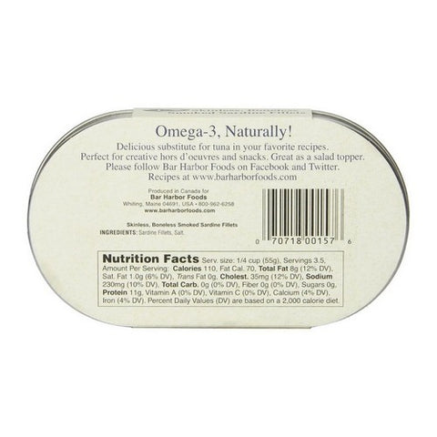 Bar Harbor, Skinless Boneless Smoked Sardine Fillets, 6.7 Oz(Case Of 12)