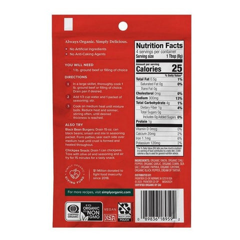 Simply Organic, Organic Spicy Taco Seasoning Mix, 1.13 Oz(Case Of 12)