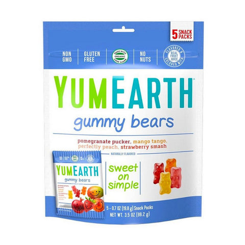 YumEarth, Gummy Bears Snack Packs Assorted, 3.5 Oz(Case Of 12)