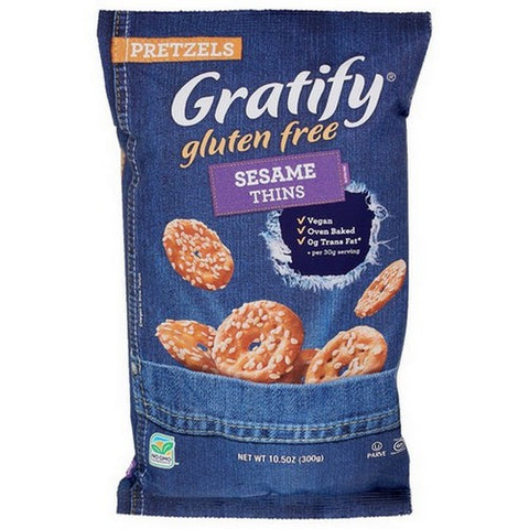 Gratify, Sesame Pretzel Thins, 10.5 Oz(Case Of 6)
