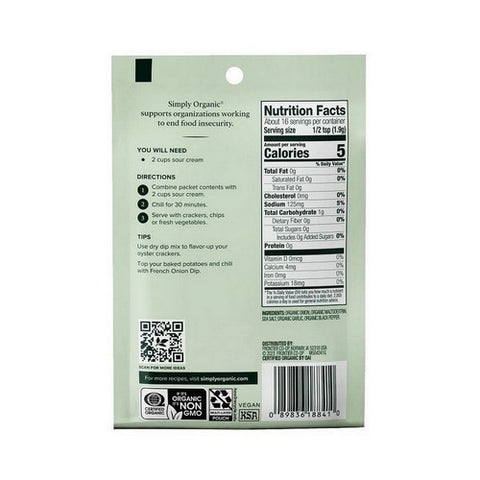 Simply Organic, Organic French Onion Dip Mix, 1.1 Oz(Case Of 12)