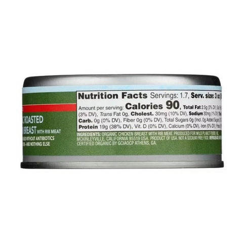 Wild Planet, Organic Roasted Chicken Breast No Salt Added, 5 Oz(Case Of 12)