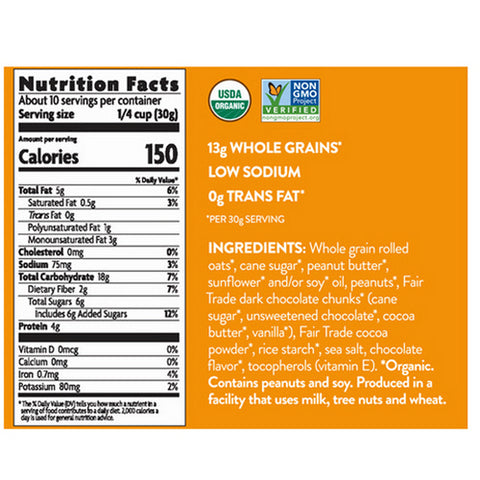 Natures Path, Organic Love Crunch Peanut Butter And Dark Chocolate Granola, 11.5 Oz(Case Of 6)