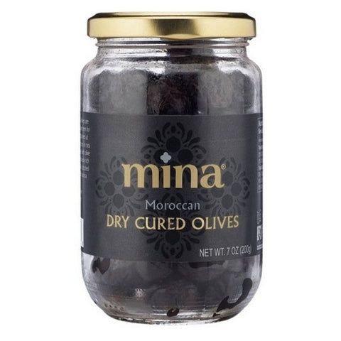 Mina, Moroccan Dry Cured Black Olives Jar, Case of 6 X 7 Oz