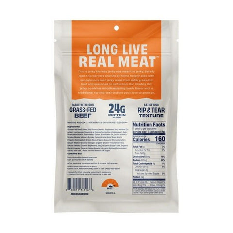 Country Archer, Grass-Fed Zero Sugar Beef Jerky Spicy Sesame Garlic, 2 Oz(Case Of 12)