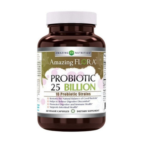 Amazing Nutrition, Amazing Flora Probiotic 10 Strains 25 Billion, 60 Veg Caps