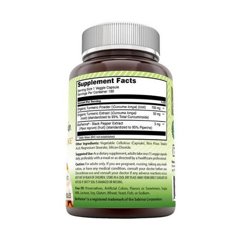 Amazing Nutrition, Amazing India Turmeric Curcumin with Bioperine, 750 mg, 180 Veg Caps Amazing Nutrition