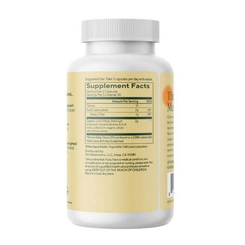 Om Mushrooms, Lion's Mane Mushroom Superfood, 180 Veg Caps