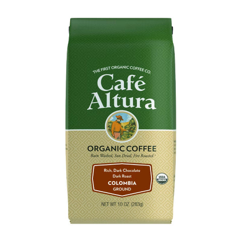 Cafe Altura, Organic Coffee Colombian Dark Roast Gound, 10 Oz
