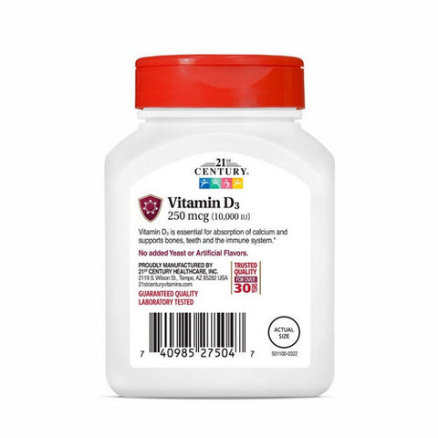 21st Century, Vitamin D3, 250 Mcg, 110 Tabs