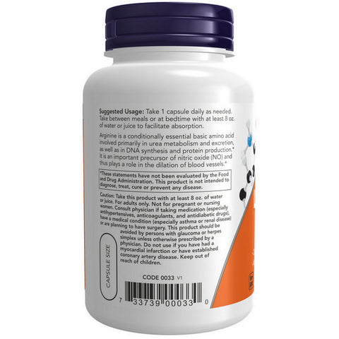 Now Foods, L-Arginine, 700 mg, 180 Veg Caps