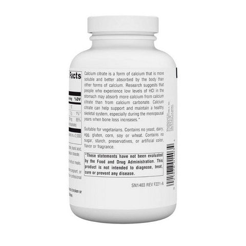 Source Naturals, Calcium Citrate, 1000 MG, 180 Tabs Source Naturals