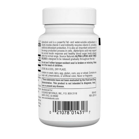 Source Naturals, Alpha Lipoic Acid, 300 MG, Timed Release 30 Tabs