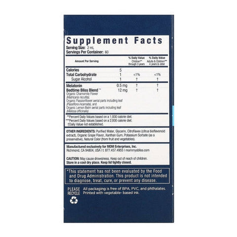 Mommys bliss, Kids Sleep Liquid Melatonin, Natural Grape 4 Oz Mommys bliss