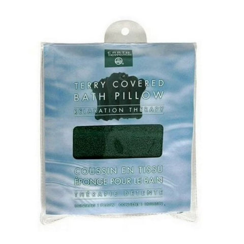 Earth Therapeutics, Terry Covered Bath Pillow Dark Green, 1 Count