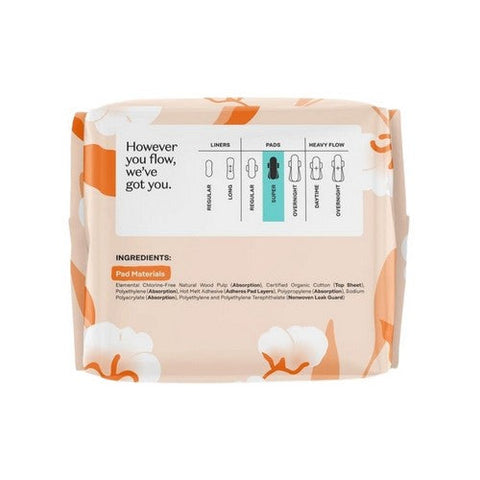 The Honey Pot, Organic Cotton Cover Super Pads With Wings, 16 Count The Honey Pot