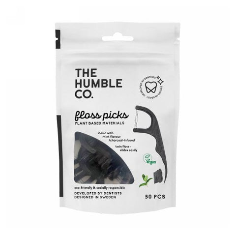 The Humble Co, Dental Floss Picks Charcoal, 50 Count