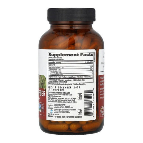 Organic India, Organic Psyllium Fiber, 180 VegCaps