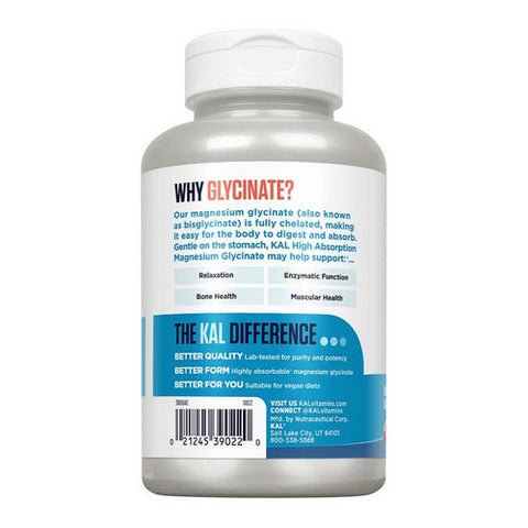 Kal, High Absorption Magnesium Glycinate 350, 350 mg, 160 Veg Caps Kal