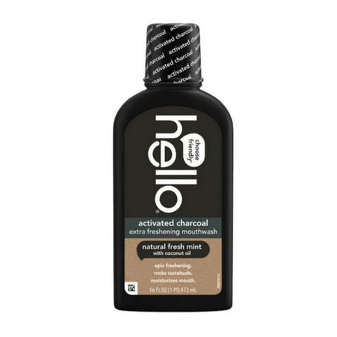 Hello Bello, Activated Charcoal Mouthwash Natural Fresh Mint, 16 Oz