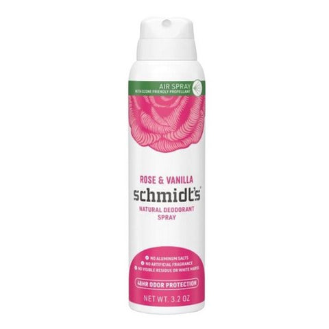 Schmidt's Deodorant, Natural Deodorant Spray Rose & Vanilla, 3.2 Oz