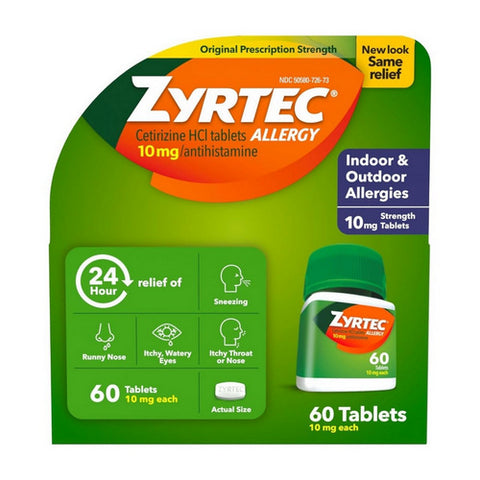 Neutrogena, Zyrtec Allergy Tablets, 10 mg, 60 Tabs