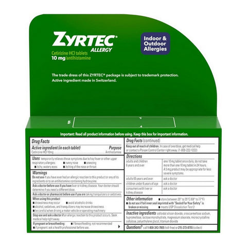Neutrogena, Zyrtec Allergy Tablets, 10 mg, 60 Tabs
