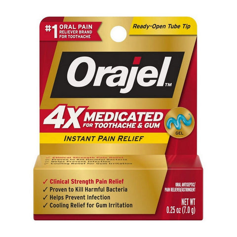 Orajel, 4x Medicated Gel For Toothache & Gum, 0.25 Oz