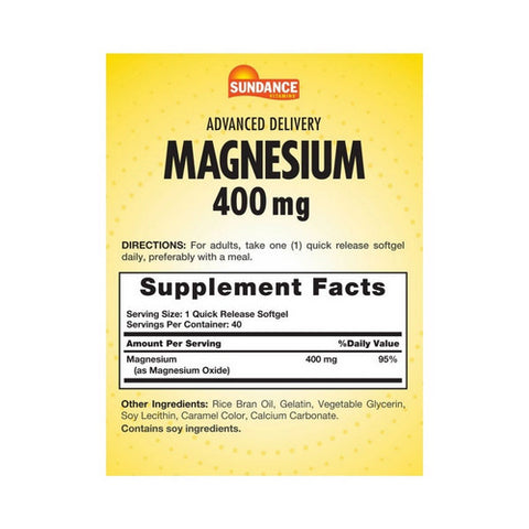 Sundance, Advanced Delivery Magnesium Quick Release, 400 Mg, 40 Softgels
