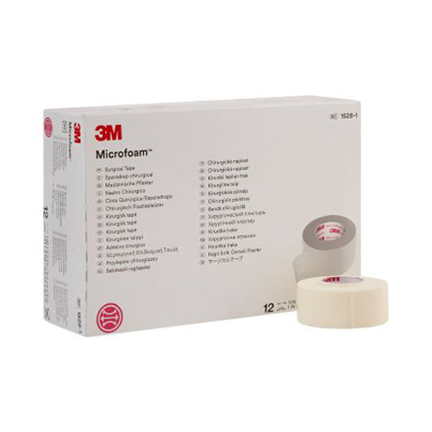 3M, Microfoam Foam / Acrylic Adhesive Medical Tape 1 Inch x 5-1/2 Yard White, Box Of 12