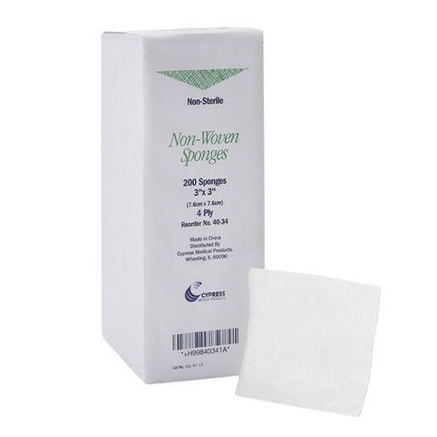 Sunmark, Cypress NonSterile Nonwoven Sponge 3 x 3 Inch, 1 Pack