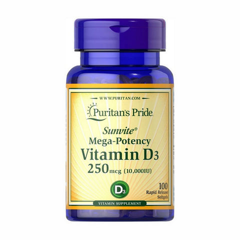 Puritan's Pride, Vitamin D3 250 mcg (10,000 IU), 100 Softgels