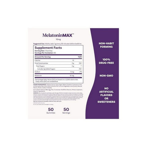 Natrol, MelatoninMax Sleep Blueberry, 10 Mg, 50 Count