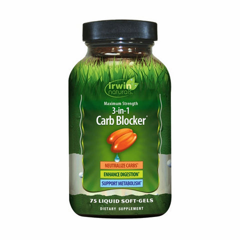 Irwin Naturals, Maximum Strength 3-in-1 Carb Blocker, 75 SoftGels