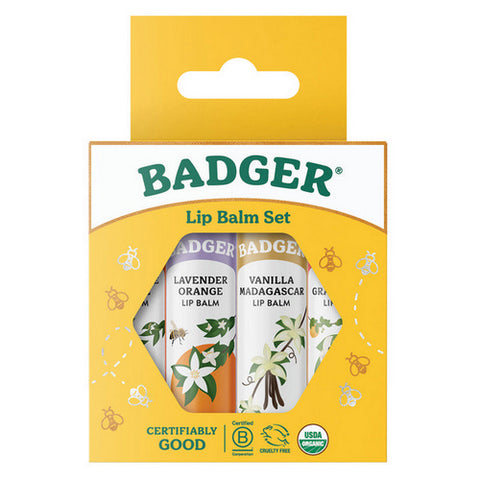 Badger Balm, Classic Lip Balm Set Gold, 4 Count