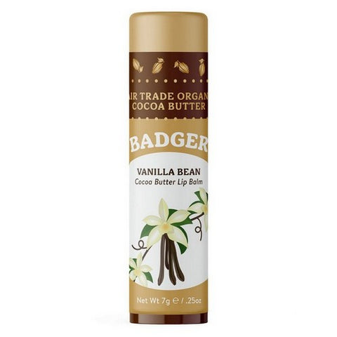 Badger Balm, Cocoa Butter Lip Balm Vanilla Bean, .25 Oz
