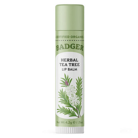 Badger Balm, Classic Lip Balm Herbal Tea Tree, .15 Oz