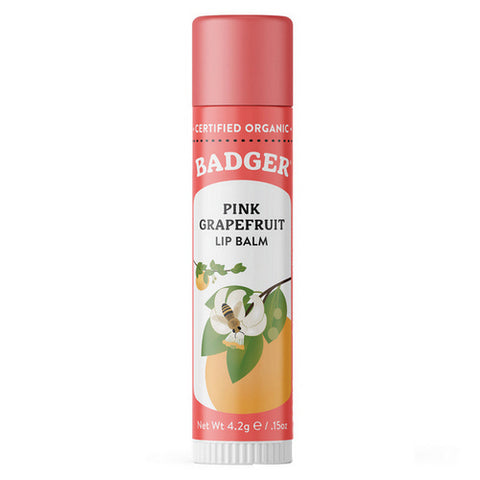 Badger Balm, Classic Lip Balm Pink Grapefruit, .15 Oz